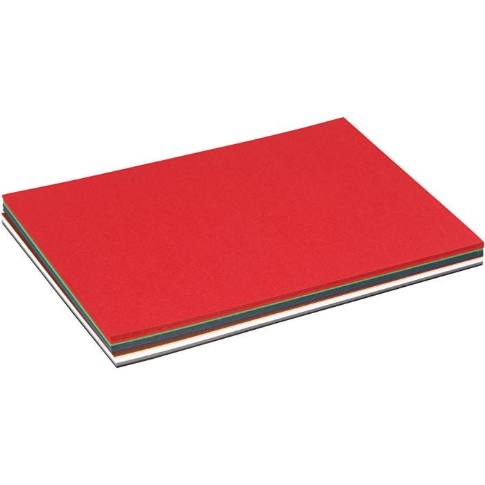 Julkartong, A5, ark 150x210 mm, 180 g, mixade färger, 60 mix. ark/ 1 förp.