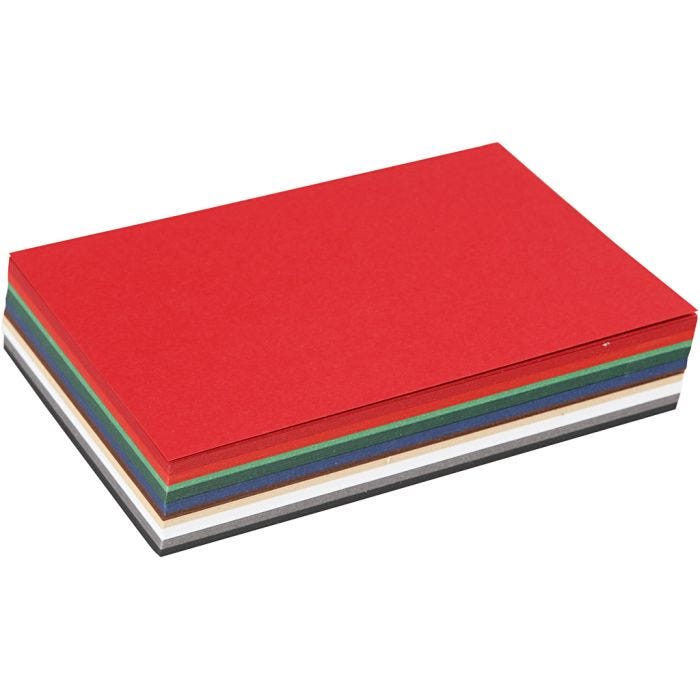 Julkartong, A6, ark 105x148 mm, 180 g, mixade färger, 120 mix. ark/ 1 förp.