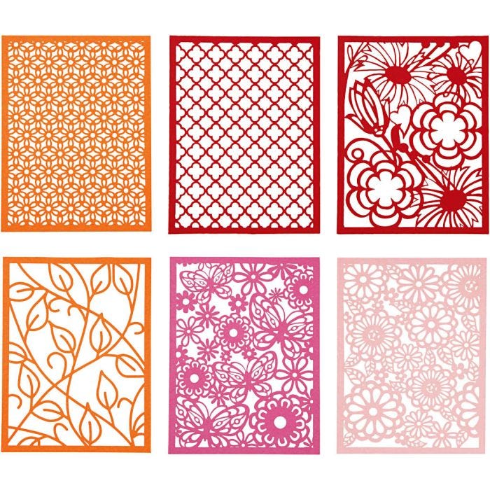 Spetskartong i block, A6, ark 104x146 mm, 200 g, orange, rosa, röd, rosa, 24 st./ 1 förp.