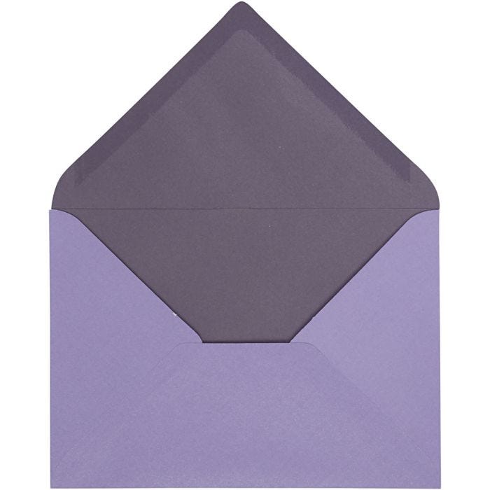 Kuvert, kuvertstl. 11,5x16 cm, 100 g, mörklila/lila, 10 st./ 1 förp.