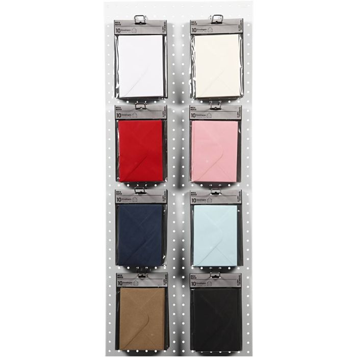 Kuvert, kuvertstl. 11,5x16 cm, 110 g, svart, blå, röd, vit, 8x10 förp./ 1 förp.