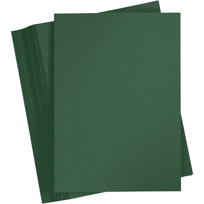 Färgad Kartong, A4, ark 210x297 mm, 180 g, mörkgrön, 100 ark/ 1 förp.