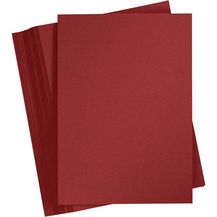 Färgad Kartong, A4, ark 210x297 mm, 180 g, mörkröd, 100 ark/ 1 förp.