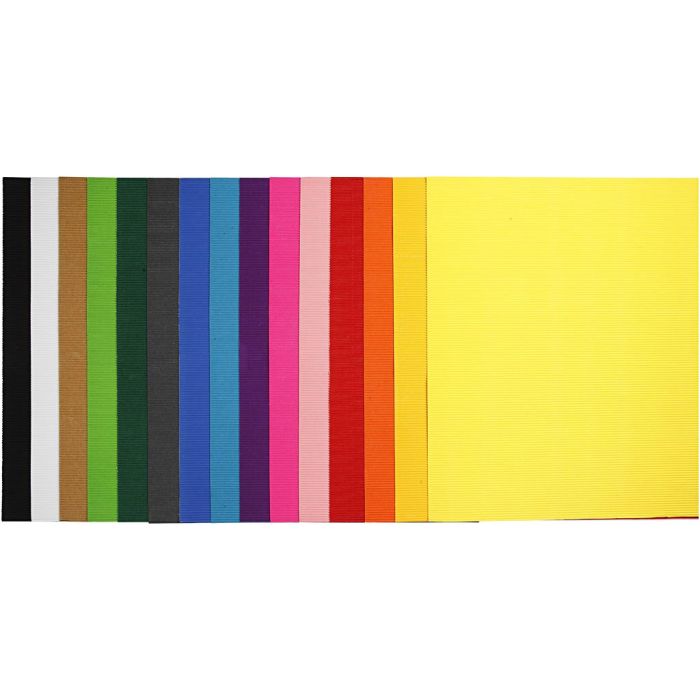 Wellpapp, ark 50x70 cm, 80 g, mixade färger, 15 ark/ 1 förp.