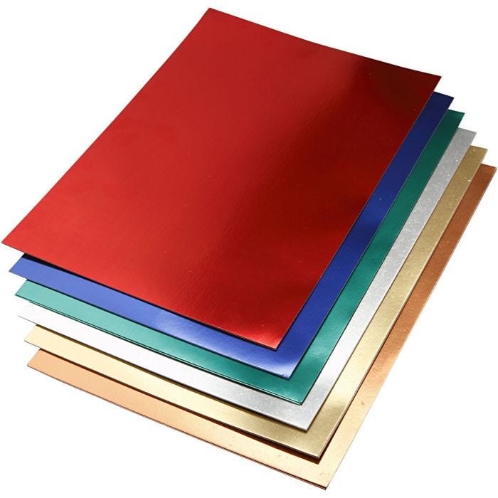 Metallkartong, A2, ark 420x594 mm, 280 g, mixade färger, 30 mix. ark/ 1 förp.