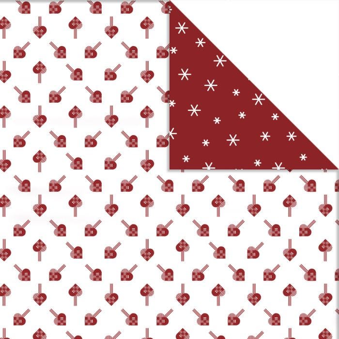 Designpapper, fläthjärtan &amp; snöflingor, ark 30,5x30,5 cm, 180 g, 3 ark/ 1 förp.