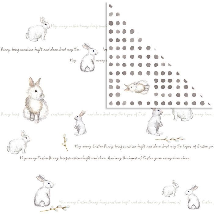 Designpapper, kaniner, ark 30,5x30,5 cm, 180 g, 5 ark/ 1 förp.