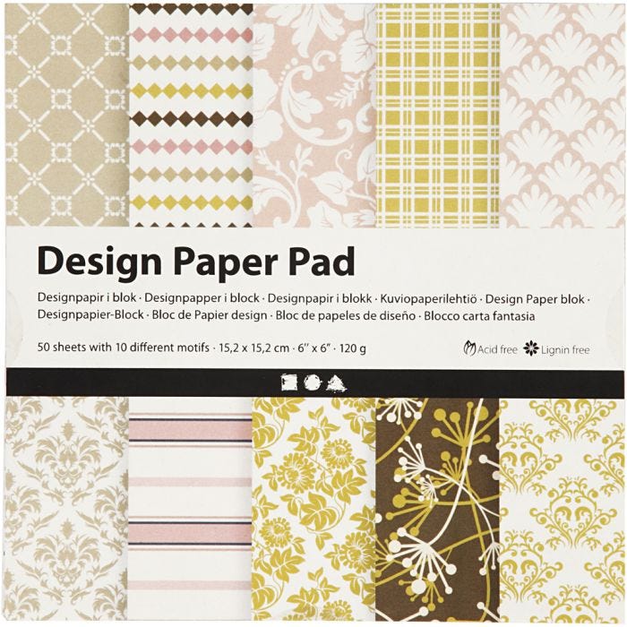 Designpapper, ark 15,2x15,2 cm, 120 g, grön, rosa, 50 ark/ 1 förp.