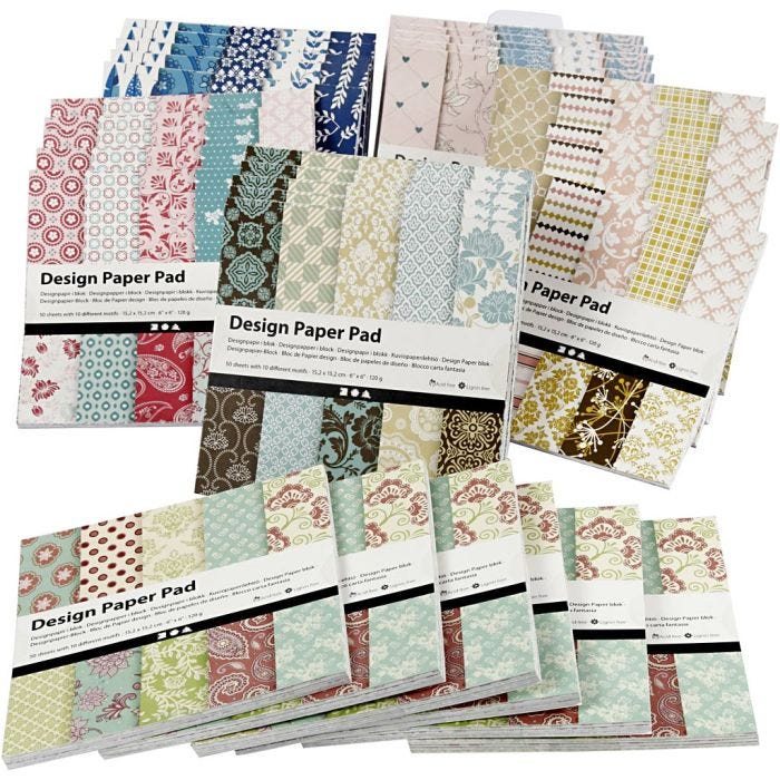 Designpapper, ark 15,2x15,2 cm, 120 g, mixade färger, 6x10 st./ 1 förp.