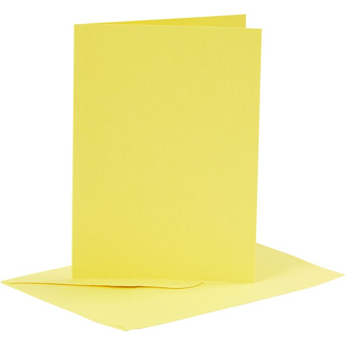Kort och kuvert, kortstl. 10,5x15 cm, kuvertstl. 11,5x16,5 cm, 110+220 g, gul, 6 set/ 1 förp.