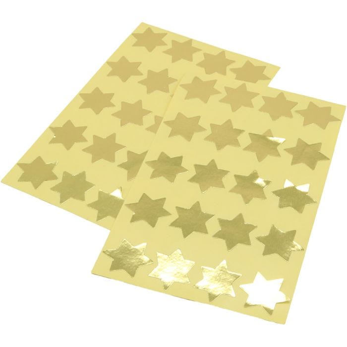 Stickers, stjärnor, Dia. 26 mm, guld, 200 st./ 1 förp.