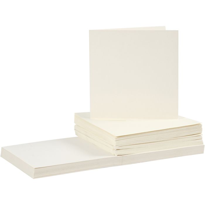 Kort och kuvert, kortstl. 15x15 cm, kuvertstl. 16x16 cm, 110+220 g, råvit, 50 set/ 1 förp.