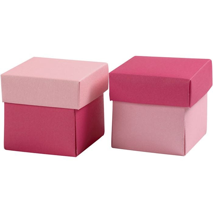 Presentaskar att vika, stl. 5,5x5,5 cm, 250 g, rosa, 10 st./ 1 förp.