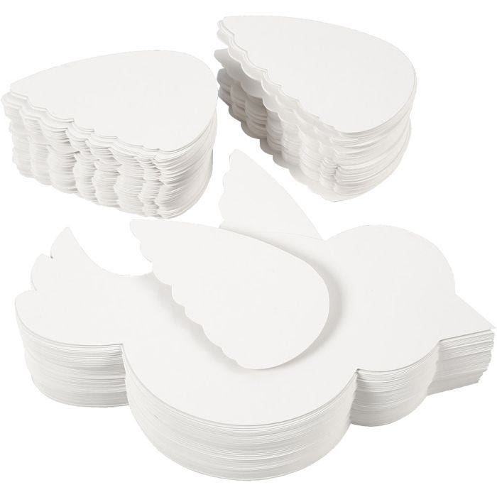 Fåglar, L: 25 cm, 400 g, vit, 100 set/ 1 förp.