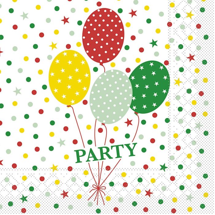 Servetter, ballonger, stl. 33x33 cm, 20 st./ 1 förp.