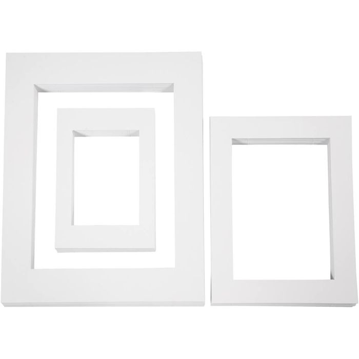 Passepartoutramar, A3,A4,A5, stl. 19,7x27,9+28,3x36,6+39,5x49,6 cm, 500 g, vit, 3x100 st./ 1 förp.