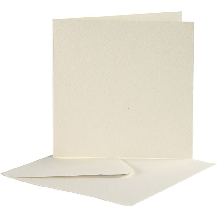 Brevkort, kortstl. 12,5x12,5 cm, kuvertstl. 13,5x13,5 cm, råvit, 10 set/ 1 förp.