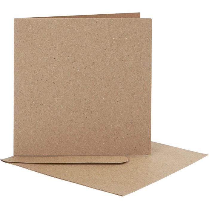 Brevkort, kortstl. 12,5x12,5 cm, kuvertstl. 13,5x13,5 cm, natur, 10set/ 1 förp.