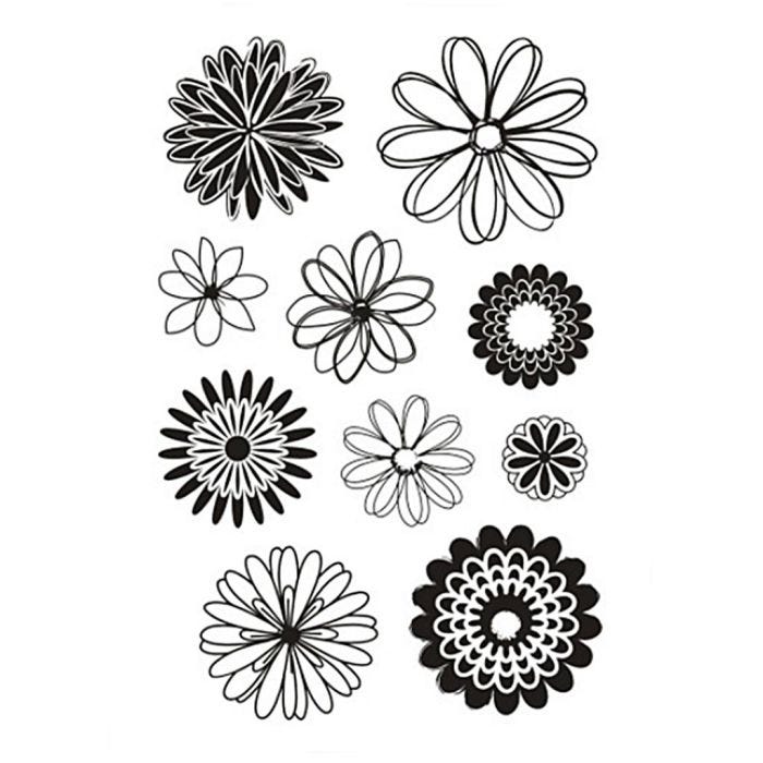 Clear Stamps, blommor, ark 11x15,5 cm, 1 ark