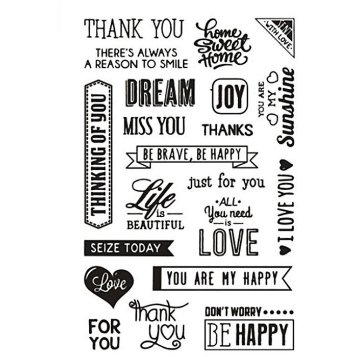 Clear Stamps, engelska ord, ark 11x15,5 cm, 1 ark