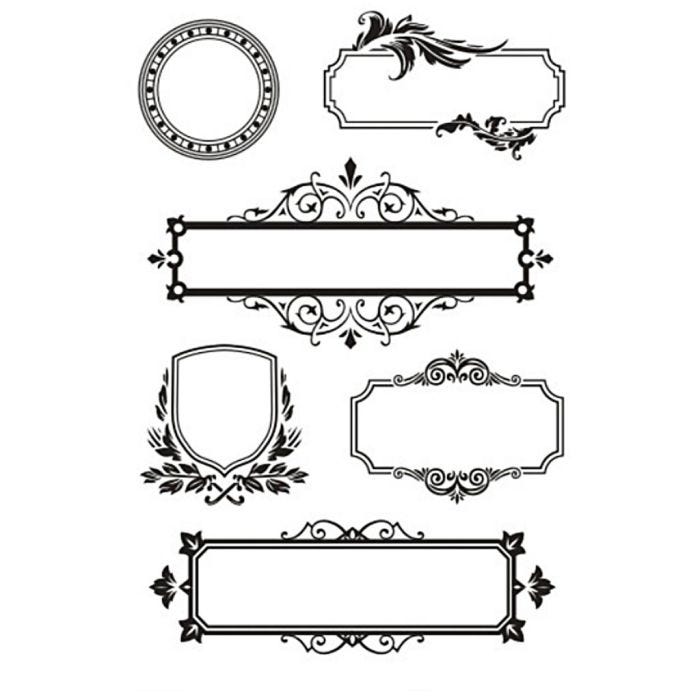 Clear Stamps, ramar med ornament, ark 11x15,5 cm, 1 ark