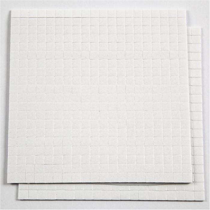 Fästkuddar 3D, stl. 5x5 mm, tjocklek 1 mm, vit, 2x400 st., 2 ark/ 1 förp.