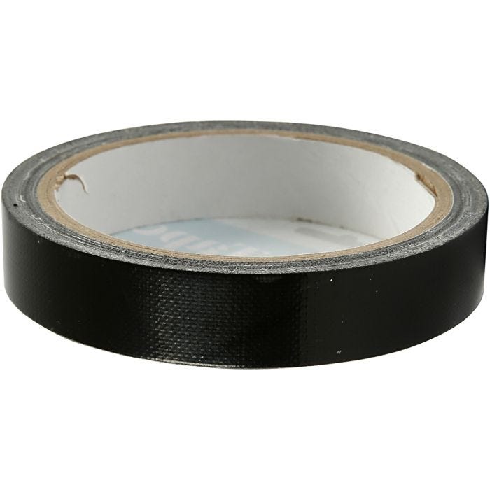 Textiltejp, B: 19 mm, svart, 25 m/ 1 rl.