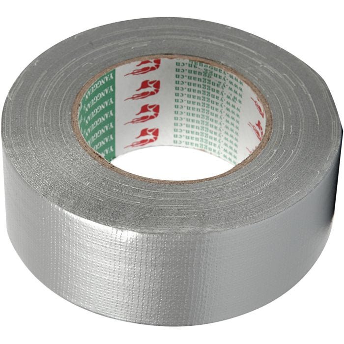 Textiltejp, B: 50 mm, silver, 50 m/ 1 rl.