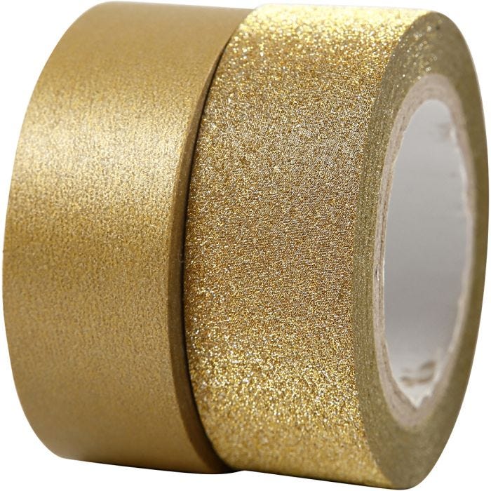 Washitejp, B: 15 mm, guld, 2rl./ 1 förp.