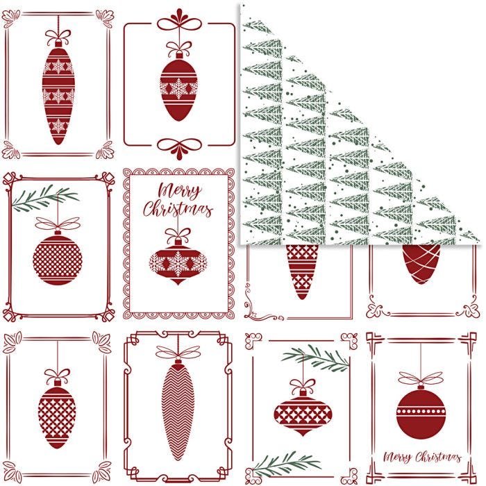 Designpapper, julkulor och julgran, 30,5x30,5 cm, 180 g