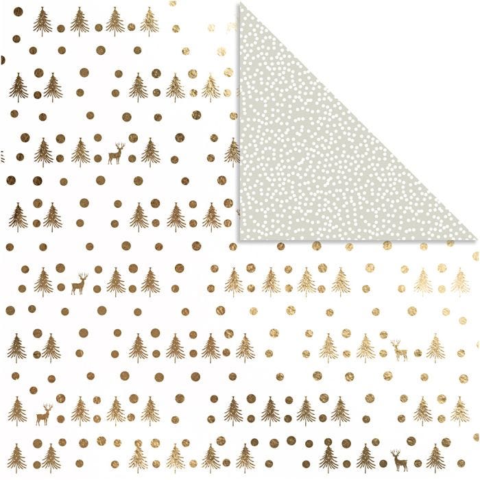Designpapper, hjortar och prickar, 30,5x30,5 cm, 180 g, guld
