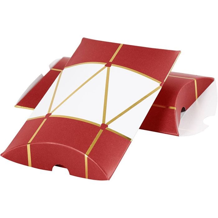 Presentask, trumma, stl. 12x9,4x2,5 cm, 300 g, guld, röd, vit, 3 st./ 1 förp.