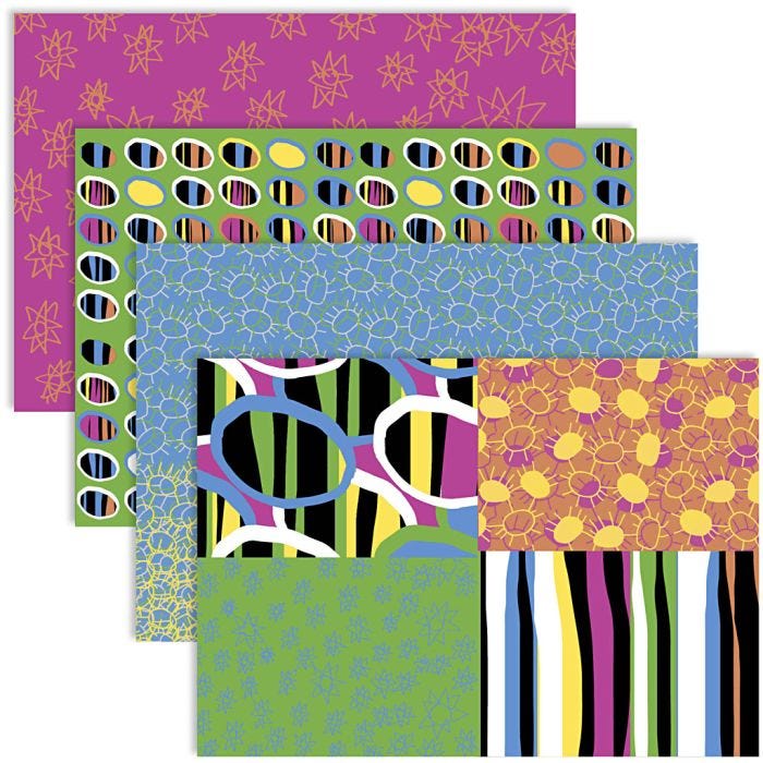 Decoupagepapper, 25x35 cm, 17 g, glade färger, 4x2ark/ 1 förp.