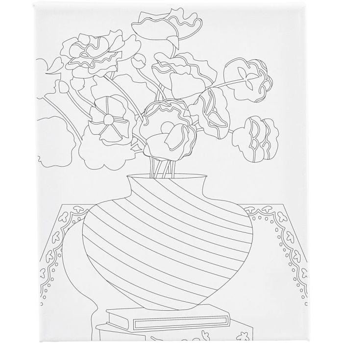 Målardukar med tryck, Bukett i vas, D: 1,6 cm, stl. 24x30 cm, 360 g, 1 st.