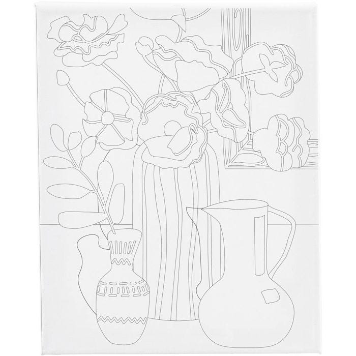 Målardukar med tryck, Blommigt stilleben, D: 1,6 cm, stl. 24x30 cm, 360 g, 1 st.