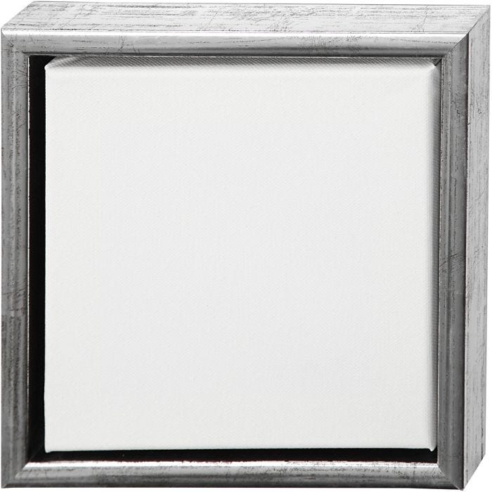 Duk med ram, stl. 20x20 cm, 360 g, antiksilver, vit, 1 st.