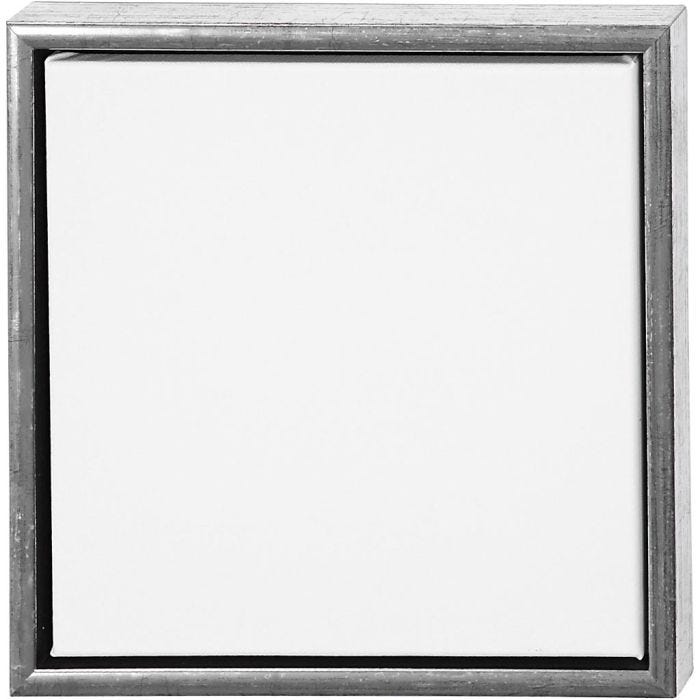 Duk med ram, stl. 30x30 cm, 360 g, antiksilver, vit, 1 st.