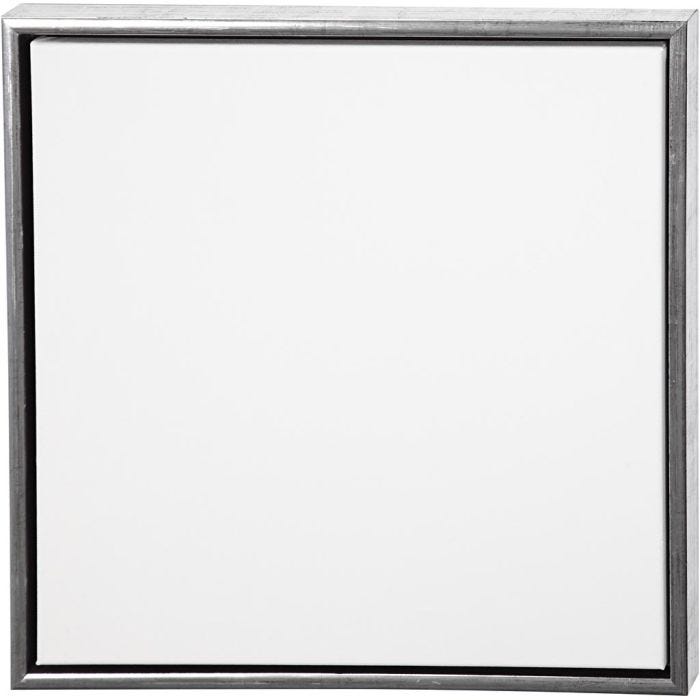Duk med ram, stl. 50x50 cm, 360 g, antiksilver, vit, 1 st.
