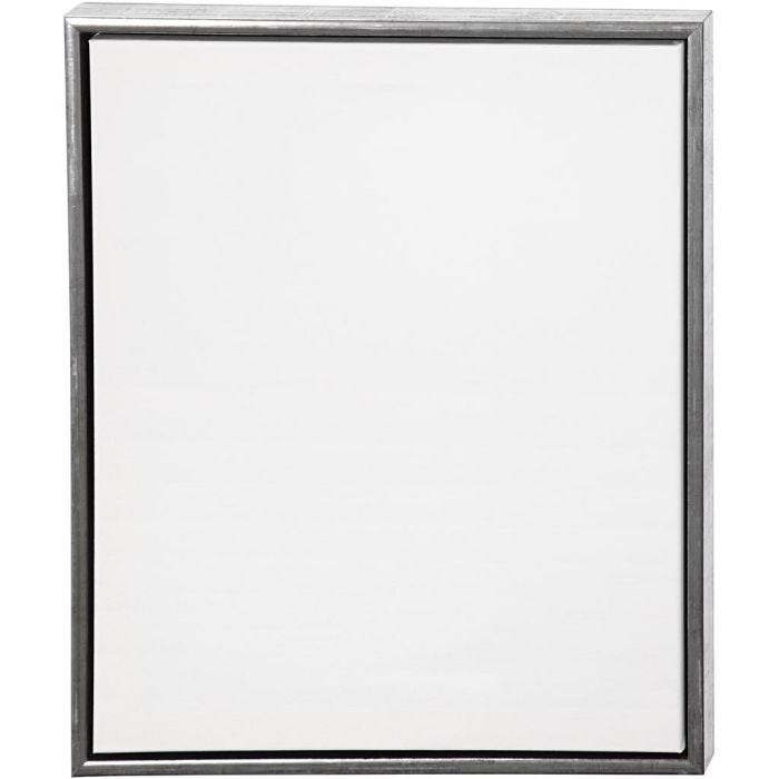Duk med ram, stl. 50x60 cm, 360 g, antiksilver, vit, 1 st.