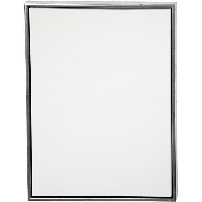 Duk med ram, D: 3 cm, stl. 60x80 cm, 360 g, antiksilver, vit, 1 st.