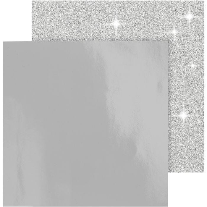 Designpapper, 30,5x30,5 cm, 120+128 g, silver
