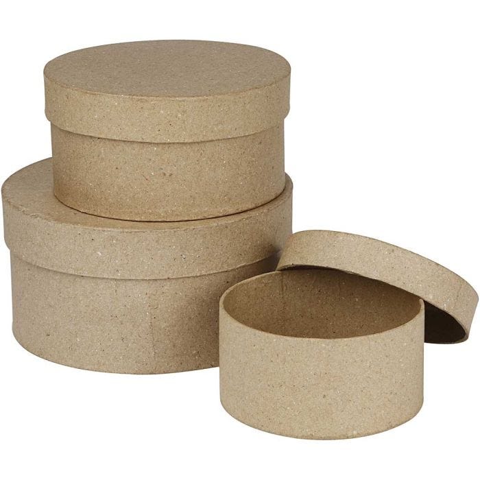 Runda Pappaskar, H: 5+6,5+7,5 cm, Dia. 10+13+16 cm, 3st./ 1 set