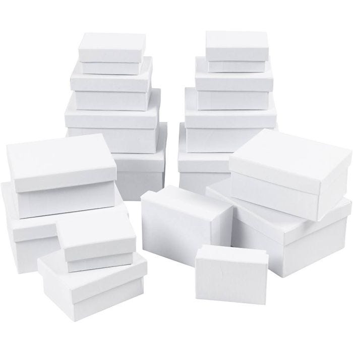 Rektangulära Askar, H: 3,5+4,5+5,5+6,5 cm, stl. 8,5x11,5+11x14 cm, 4x4 st./ 1 förp.