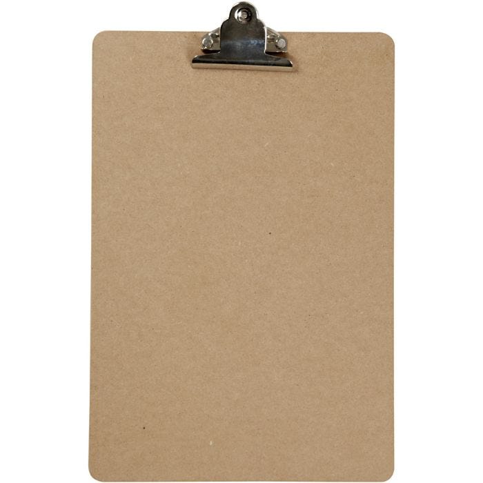 Clipboard/ritunderlag, A4, stl. 23x34x0,3 cm, silver, 1 st.