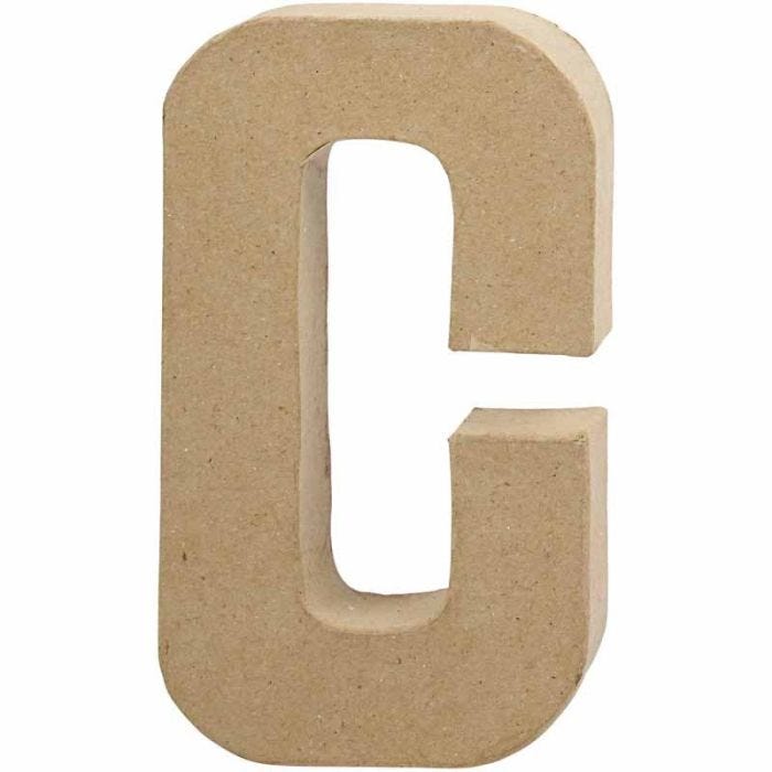 Pappbokstav, C, H: 20,5 cm, B: 11,5 cm, tjocklek 2,5 cm, 1 st.