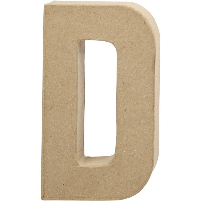 Pappbokstav, D, H: 20,2 cm, B: 11,5 cm, tjocklek 2,5 cm, 1 st.