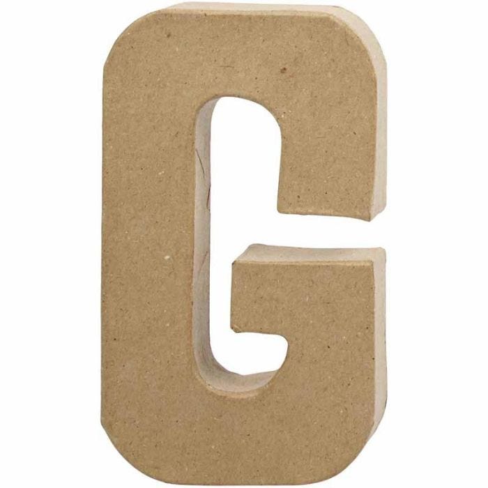 Pappbokstav, G, H: 20,5 cm, B: 11,5 cm, tjocklek 2,5 cm, 1 st.