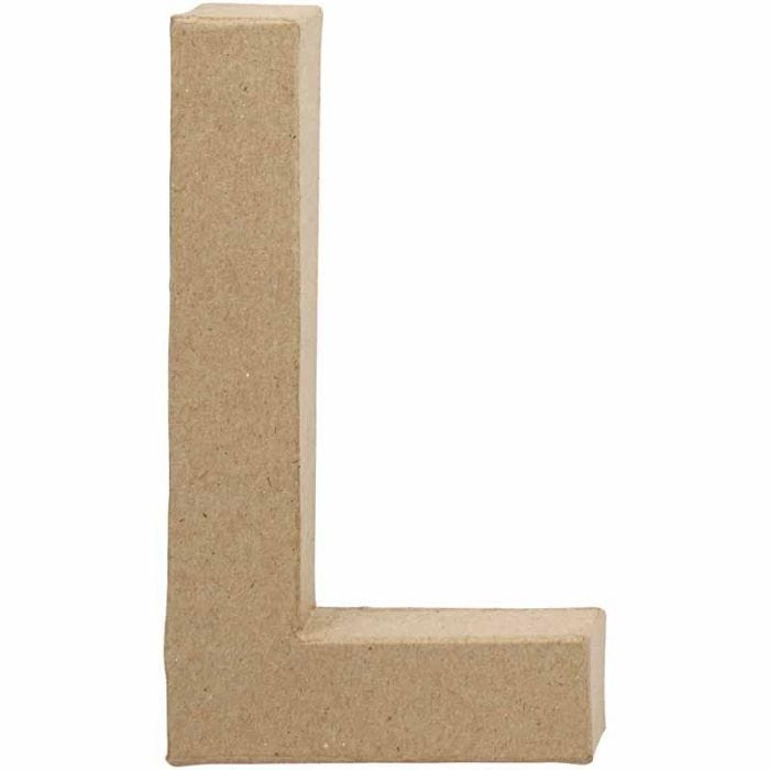 Pappbokstav, L, H: 20,3 cm, B: 11,4 cm, tjocklek 2,5 cm, 1 st.