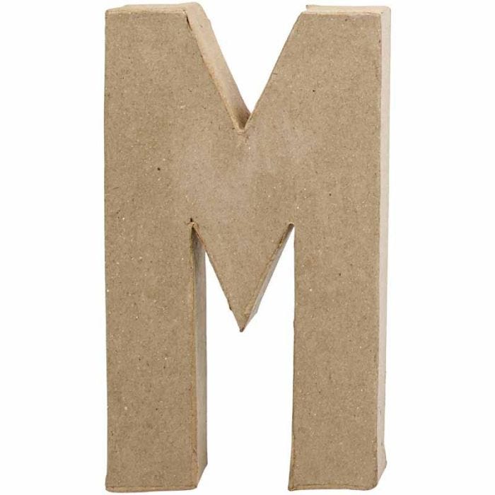 Pappbokstav, M, H: 20,5 cm, B: 12 cm, tjocklek 2,5 cm, 1 st.