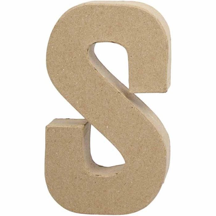 Pappbokstav, S, H: 20,3 cm, B: 11,4 cm, tjocklek 2,6 cm, 1 st.
